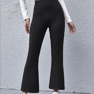 High Waisted Rib-Knit Flare Pants